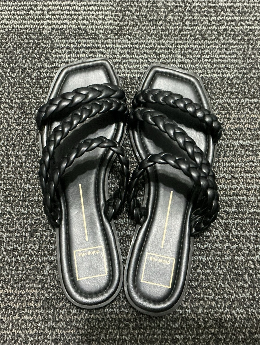 Dolce Vita Black Braided Strap Slide Sandals